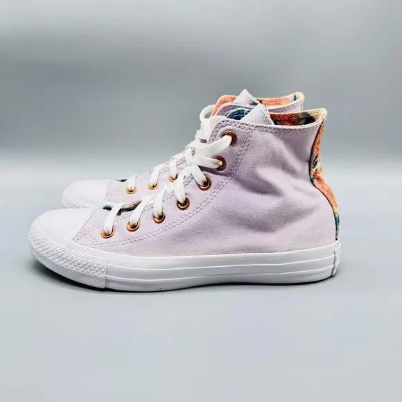Converse Shoes Womens 8 Purple High Top Chuck Taylor Floral Pride Canvas